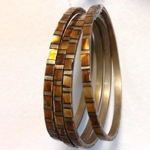 Women's Stacked 4-pcs Textured Metals Bronze/Gold-Tone/Copper  Bracelet - NWOT
